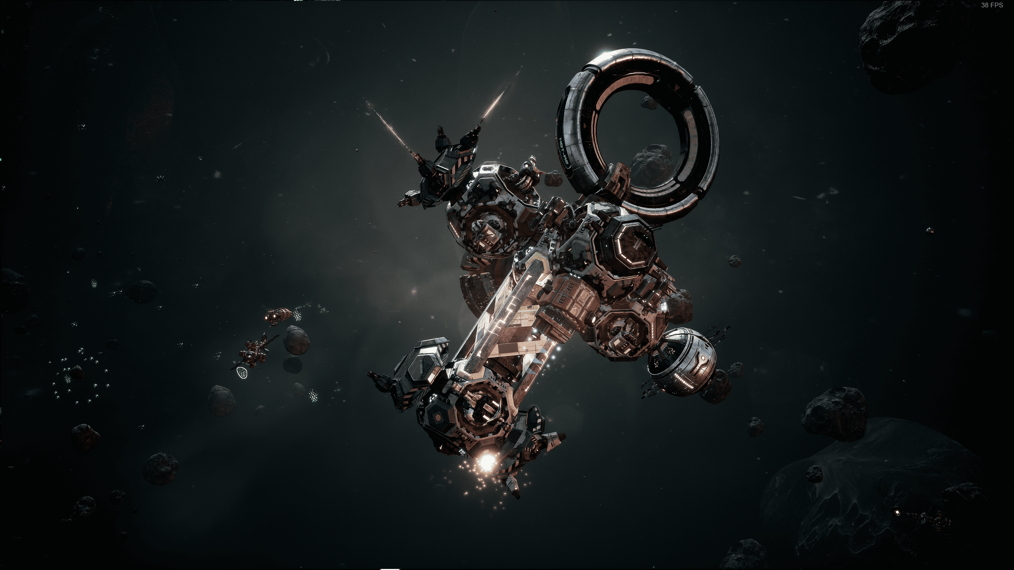 Detailed mining rig in deep space