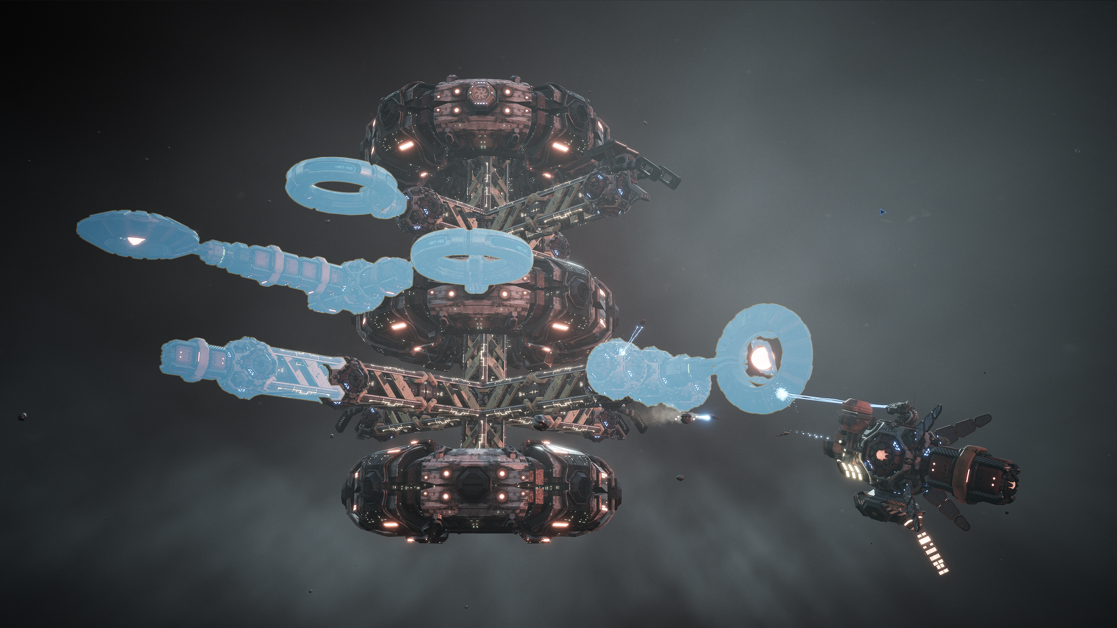 A massive space station built module by module